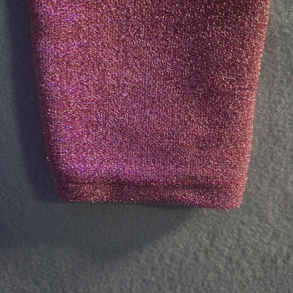 Heart & Hips Pink Metallic Glitter Twist Front Crop Top Long Sleeve XL JT30761L - Picture 3 of 8